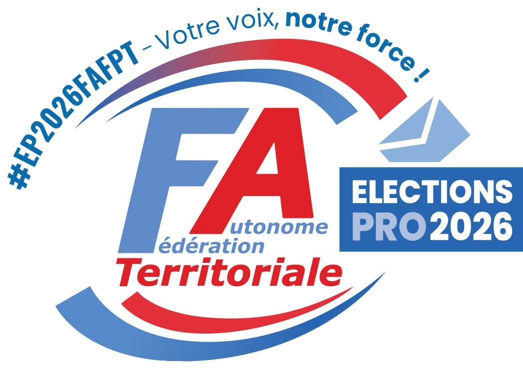 Logo officiel pour les élections professionnelles 2026 pour la FA-FPT. Il propose également d'adhérer localement au syndicat de Saint-Lô dans la Manche